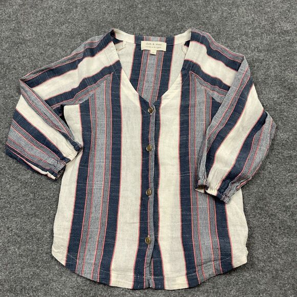 Cloth & Stone Tops - Cloth & Stone Blouse Womens size S Blue Striped Casual Beach Breatable